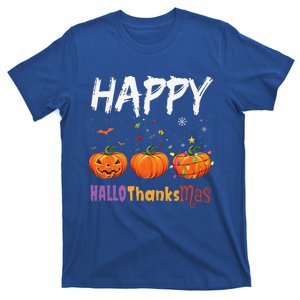 Happy Hallothanksmas Pumpkin Halloween Thanksgiving Xmas T-Shirt