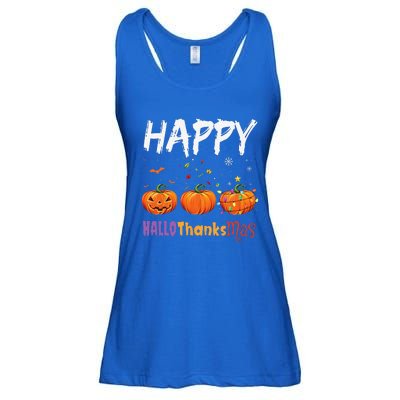 Happy Hallothanksmas Pumpkin Halloween Thanksgiving Xmas Ladies Essential Flowy Tank