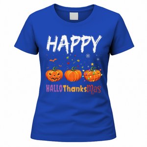 Happy Hallothanksmas Pumpkin Halloween Thanksgiving Xmas Women's T-Shirt