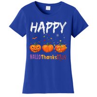 Happy Hallothanksmas Pumpkin Halloween Thanksgiving Xmas Women's T-Shirt