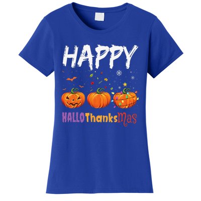 Happy Hallothanksmas Pumpkin Halloween Thanksgiving Xmas Women's T-Shirt