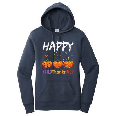 Happy Hallothanksmas Pumpkin Halloween Thanksgiving Xmas Women's Pullover Hoodie