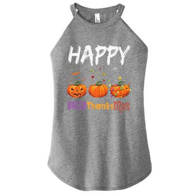 Happy Hallothanksmas Pumpkin Halloween Thanksgiving Xmas Women's Perfect Tri Rocker Tank