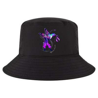 Hummingbird Holding Purple Ribbon AlzheimerS Cool Comfort Performance Bucket Hat