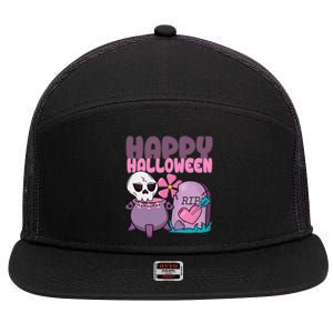 Happy Halloween Pink Cute 7 Panel Mesh Trucker Snapback Hat