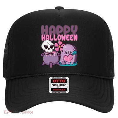 Happy Halloween Pink Cute High Crown Mesh Back Trucker Hat