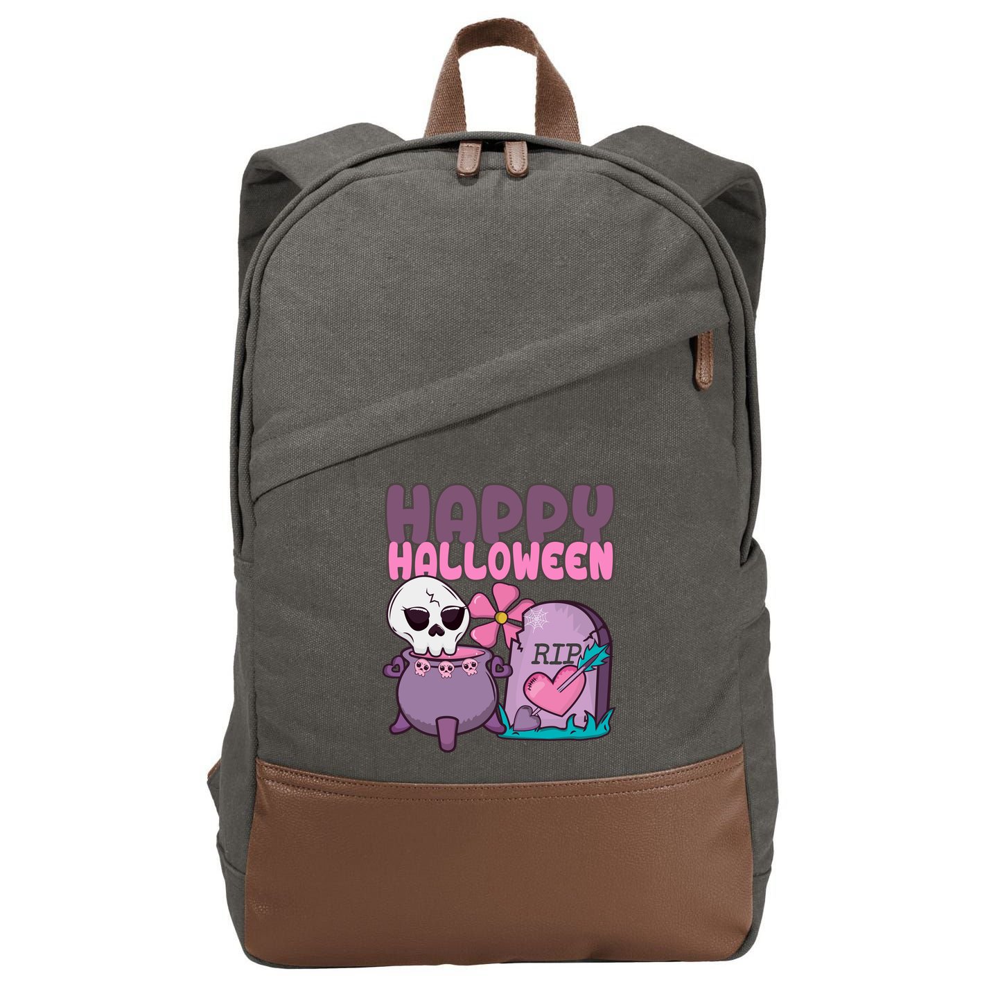 Happy Halloween Pink Cute Cotton Canvas Backpack