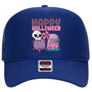 Happy Halloween Pink Cute High Crown Mesh Back Trucker Hat