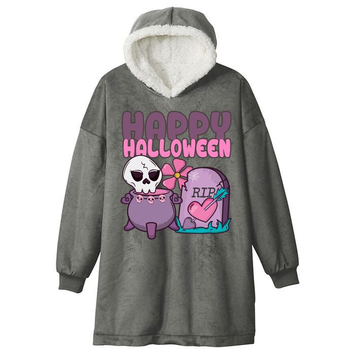 Happy Halloween Pink Cute Hooded Wearable Blanket