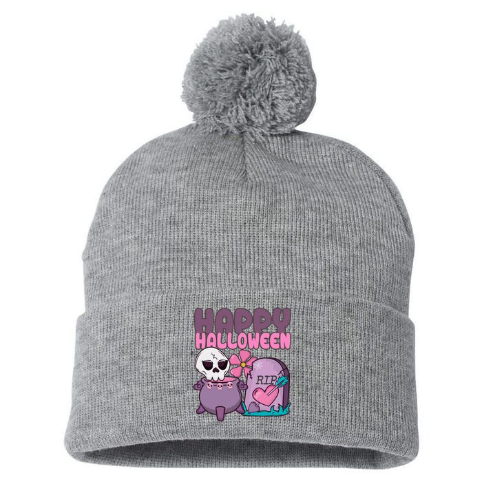 Happy Halloween Pink Cute Pom Pom 12in Knit Beanie