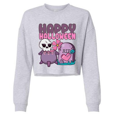 Happy Halloween Pink Cute Cropped Pullover Crew