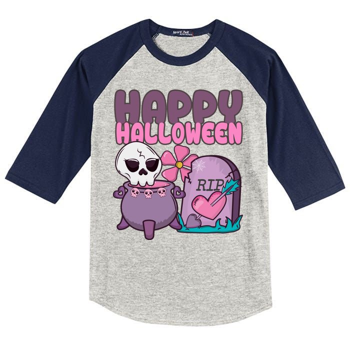 Happy Halloween Pink Cute Kids Colorblock Raglan Jersey