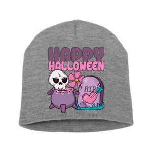 Happy Halloween Pink Cute Short Acrylic Beanie