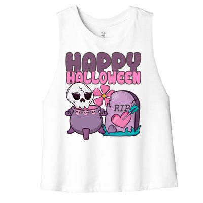 Happy Halloween Pink Cute Women's Racerback Cropped Tank