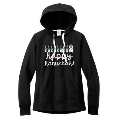 Happy Hanukkah Penguin Candle Chanukah Animal Lover Gift Women's Fleece Hoodie