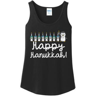 Happy Hanukkah Penguin Candle Chanukah Animal Lover Gift Ladies Essential Tank