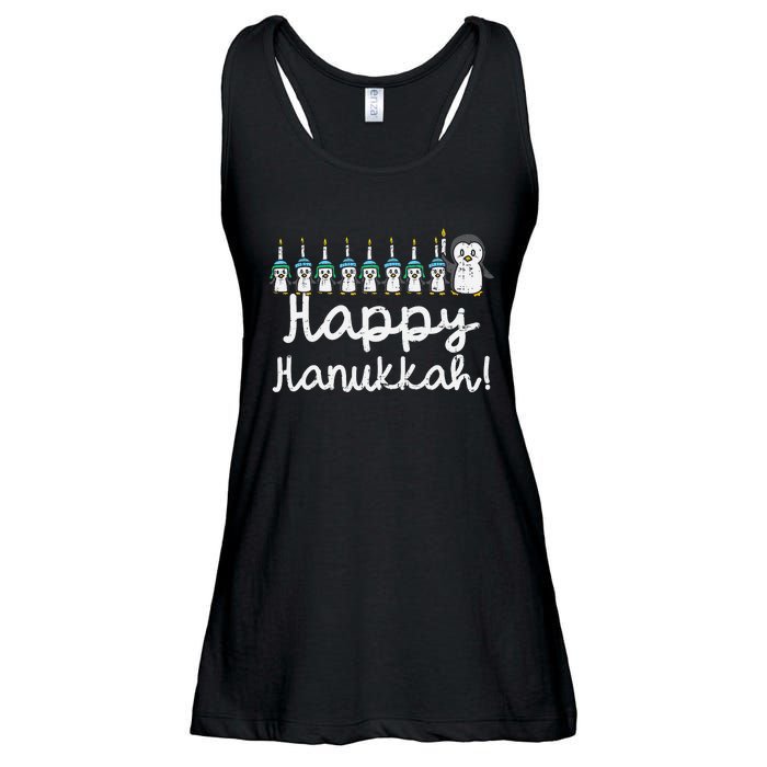 Happy Hanukkah Penguin Candle Chanukah Animal Lover Gift Ladies Essential Flowy Tank