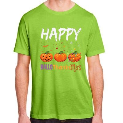 Happy Hallothanksmas Pumpkin Halloween Thanksgiving Xmas Adult ChromaSoft Performance T-Shirt