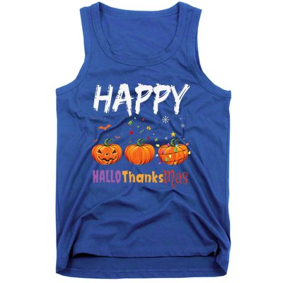 Happy Hallothanksmas Pumpkin Halloween Thanksgiving Xmas Tank Top