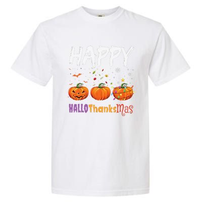 Happy Hallothanksmas Pumpkin Halloween Thanksgiving Xmas Garment-Dyed Heavyweight T-Shirt