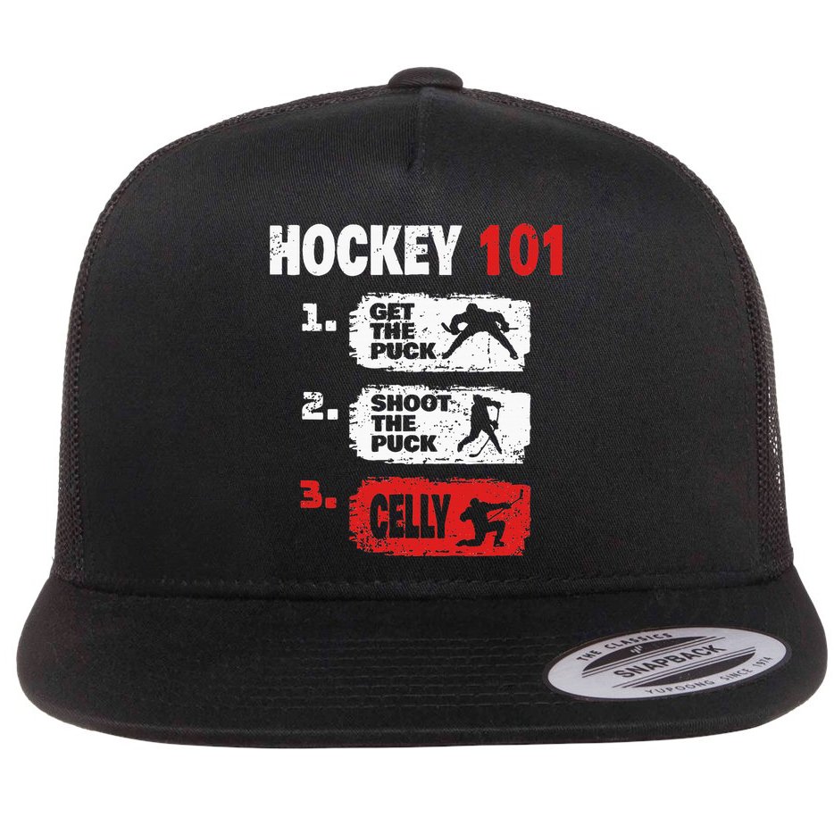 Hockey Hockey Player Funny Hockey Flat Bill Trucker Hat