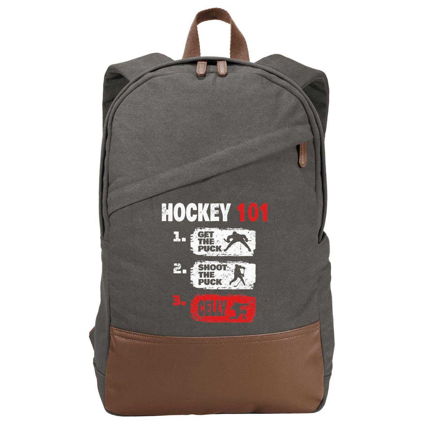 Hockey Hockey Player Funny Hockey Cotton Canvas Backpack