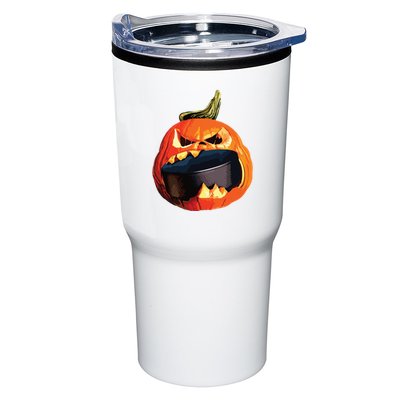 Halloween Hockey Pumpkin Eating A Puck Tumbler