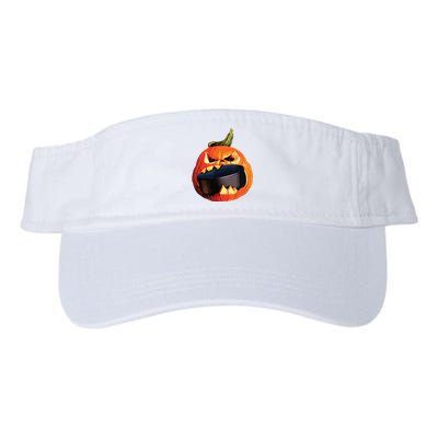 Halloween Hockey Pumpkin Eating A Puck Valucap Bio-Washed Visor