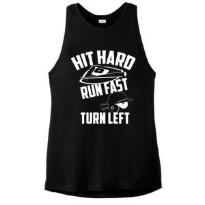 Hit Hard Run Fast Turn Left Baseball Softball Funny Fan Gift Ladies PosiCharge Tri-Blend Wicking Tank