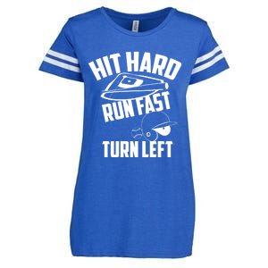 Hit Hard Run Fast Turn Left Baseball Softball Funny Fan Gift Enza Ladies Jersey Football T-Shirt