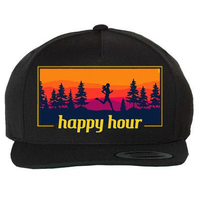 Happy Hour Running Woman Running Runner Wool Snapback Cap