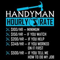 Handyman Hourly Rate Humor Carpenter Funny Handy Man Button