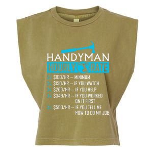 Handyman Hourly Rate Humor Carpenter Funny Handy Man Garment-Dyed Women's Muscle Tee