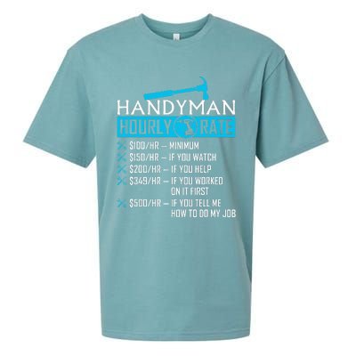 Handyman Hourly Rate Humor Carpenter Funny Handy Man Sueded Cloud Jersey T-Shirt