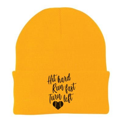 Hit Hard Run Fast Turn Left Baseball Softball Mom Gift Knit Cap Winter Beanie