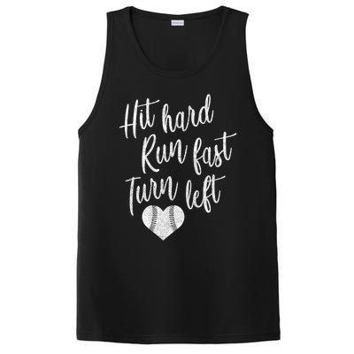 Hit Hard Run Fast Turn Left Baseball Softball Mom Gift PosiCharge Competitor Tank