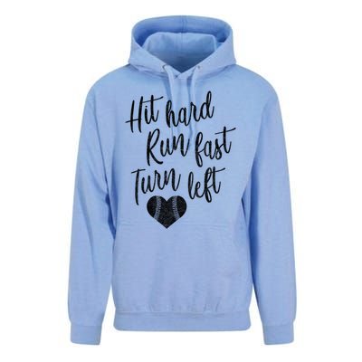 Hit Hard Run Fast Turn Left Baseball Softball Mom Gift Unisex Surf Hoodie