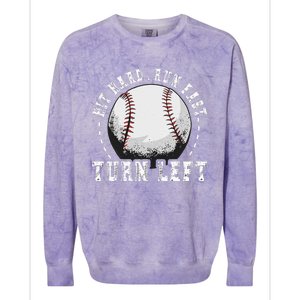 Hit Hard Run Fast Turn Left Baseball Player Colorblast Crewneck Sweatshirt