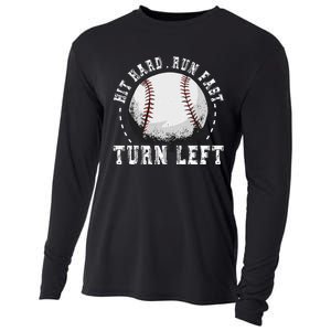 Hit Hard Run Fast Turn Left Baseball Player Cooling Performance Long Sleeve Crew