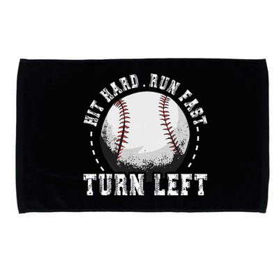 Hit Hard Run Fast Turn Left Baseball Player Microfiber Hand Towel