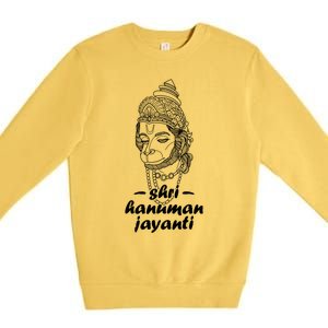 Hindu Hanu Religious Vanara Jai Meditation Buddhism India Gift Premium Crewneck Sweatshirt