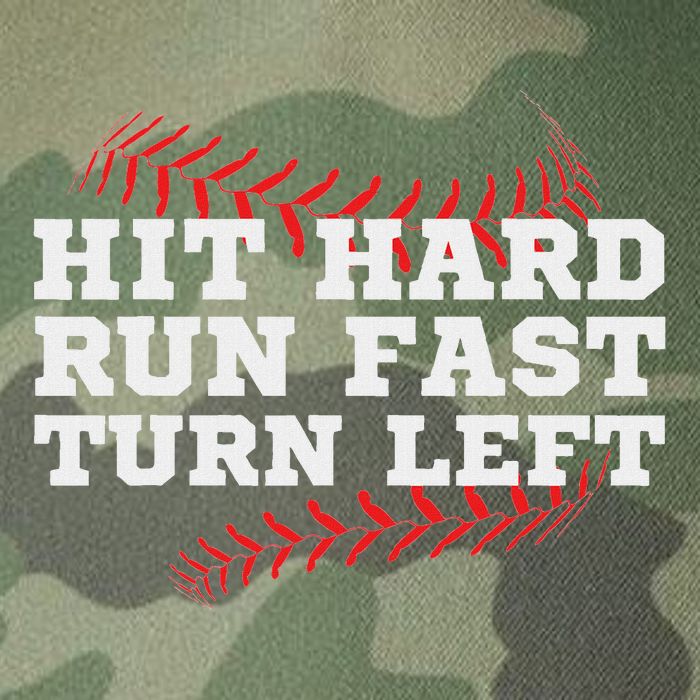 Hit Hard Run Fast Turn Left Funny Baseball Player & Fan Legacy Tie Dye Trucker Hat