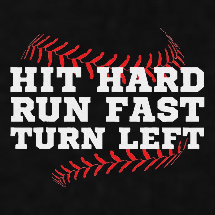Hit Hard Run Fast Turn Left Funny Baseball Player & Fan Ladies PosiCharge Tri-Blend Wicking Tank