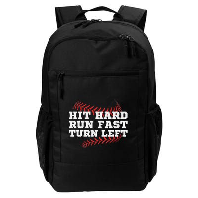 Hit Hard Run Fast Turn Left Funny Baseball Player & Fan Backpack