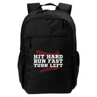 Hit Hard Run Fast Turn Left Funny Baseball Player & Fan Backpack