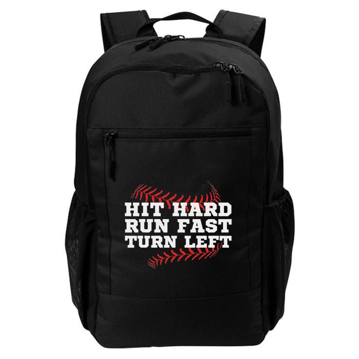 Hit Hard Run Fast Turn Left Funny Baseball Player & Fan Backpack