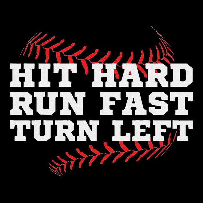 Hit Hard Run Fast Turn Left Funny Baseball Player & Fan Button