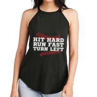 Hit Hard Run Fast Turn Left Funny Baseball Player & Fan Women's Perfect Tri Rocker Tank