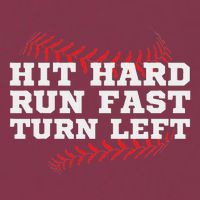 Hit Hard Run Fast Turn Left Funny Baseball Player & Fan 16oz Travel Tumbler