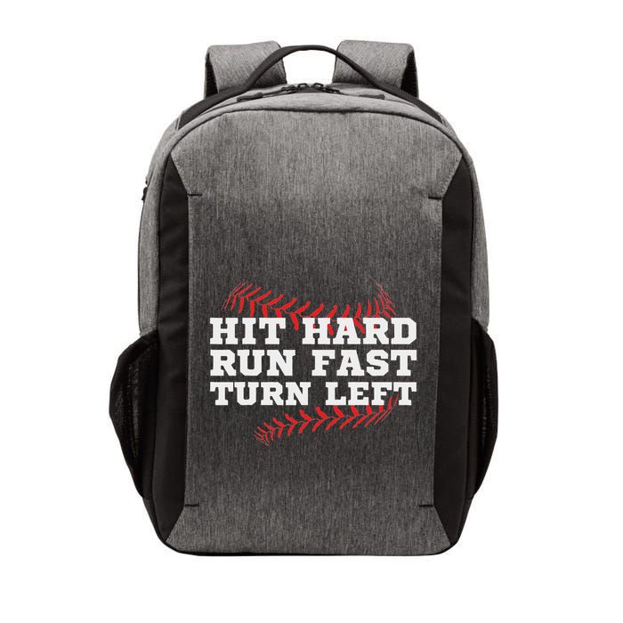 Hit Hard Run Fast Turn Left Funny Baseball Player & Fan Vector Backpack